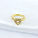 Anel duplos coração cravejado com zircônia