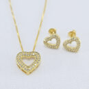 Conjunto coração vazado com cristais
