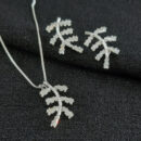 Conjunto Folha com pedra cristal