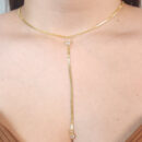 Gargantilha choker fio veneziana duplo com pontos de luz