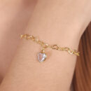 Pulseira elos corações com pêndulo coração cristal