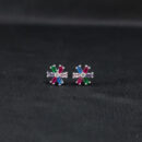 Brinco flor com pedras coloridas