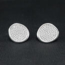 Brinco circulo oval cravejado borda prateada