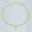 Tornozeleira elos corações detalhado com pedra cristal