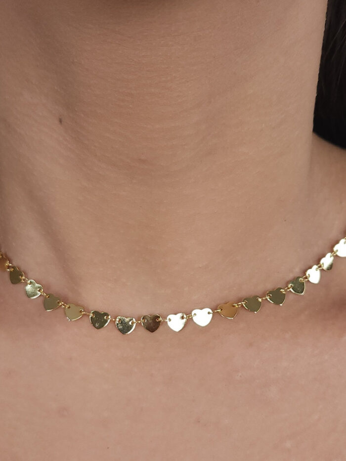 Garganilha choker coração chapeado