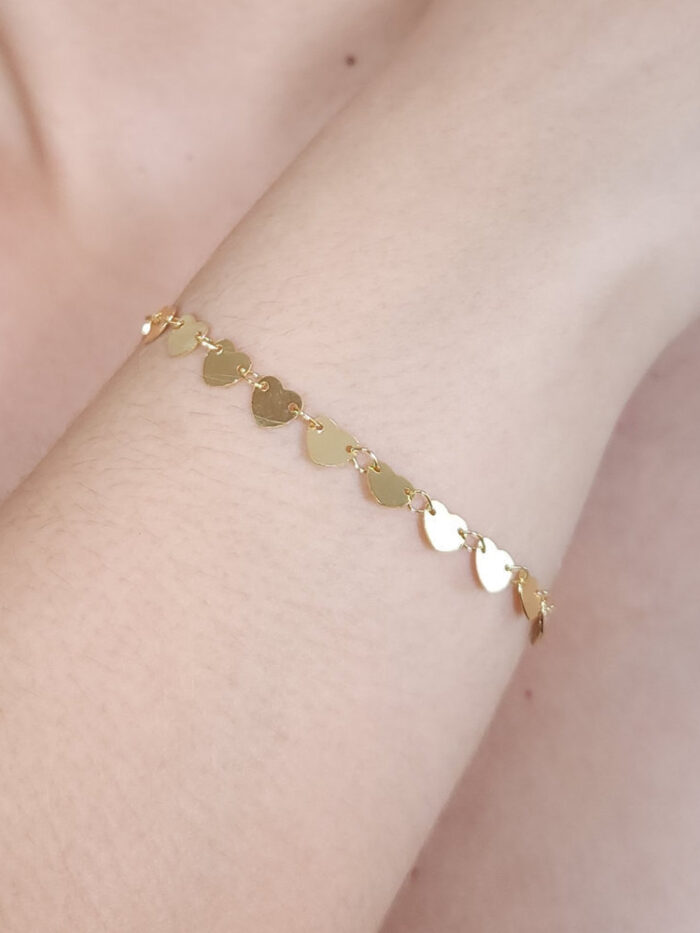 Pulseira coração chapeado