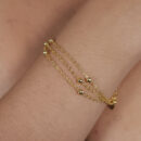 Pulseira tripla com bolinhas douradas