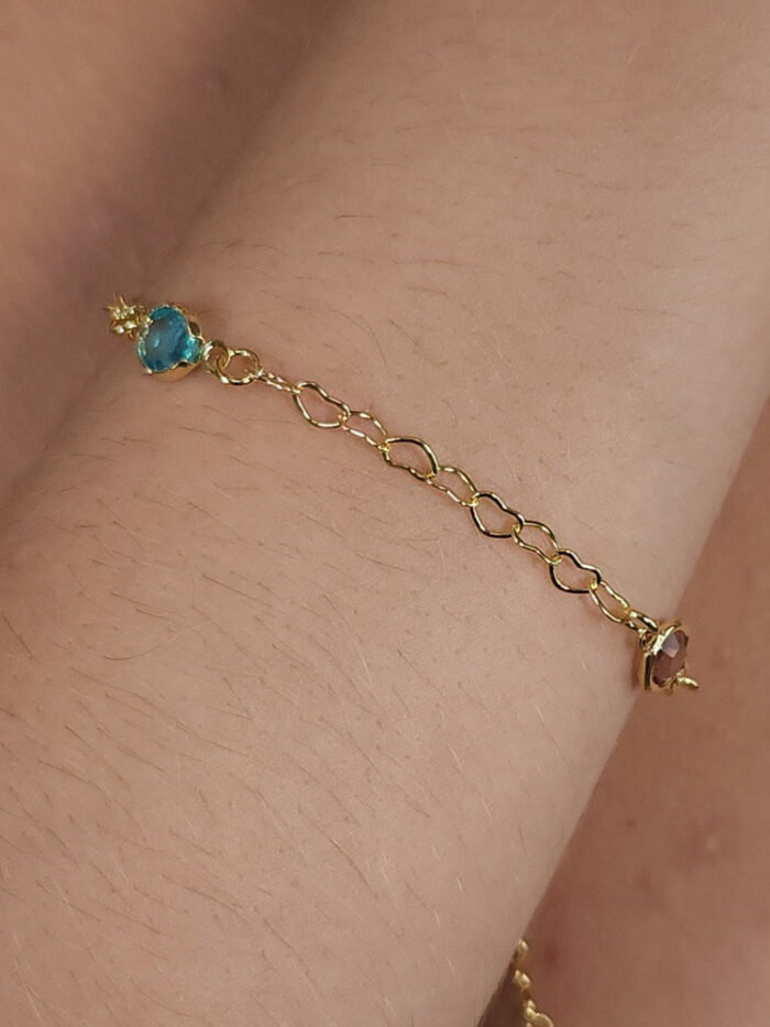 Pulseira elo coração com ponto de luz