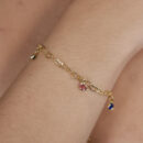 Pulseira com pontos de luz colorido elos coração