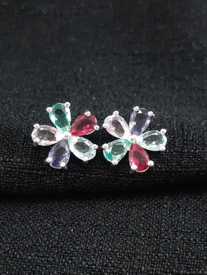 Brinco flor colorido