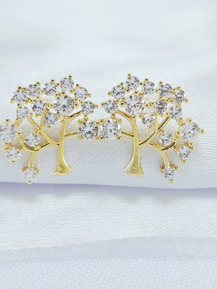 Brinco árvore da vida com pedras