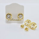 Brinco estilo ponto de luz com borda dourada