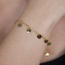 Pulseira elos caninhos com pêndulos redondos lisos