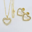 Conjunto coração vazado cravejado