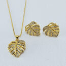 Conjunto folha cravejado com zircônia