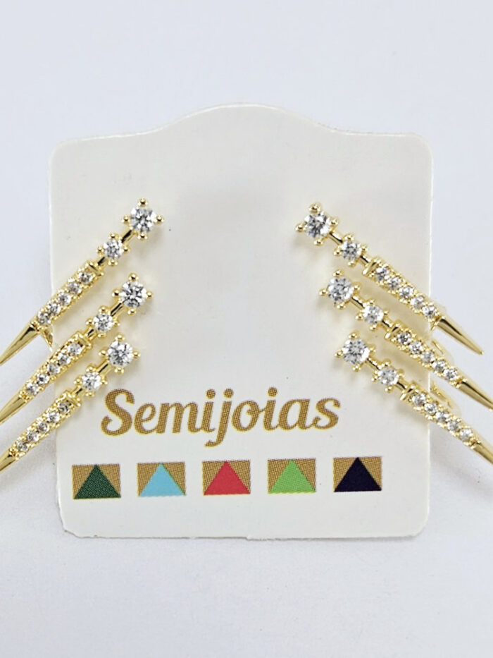 Brinco três fios com zircônias