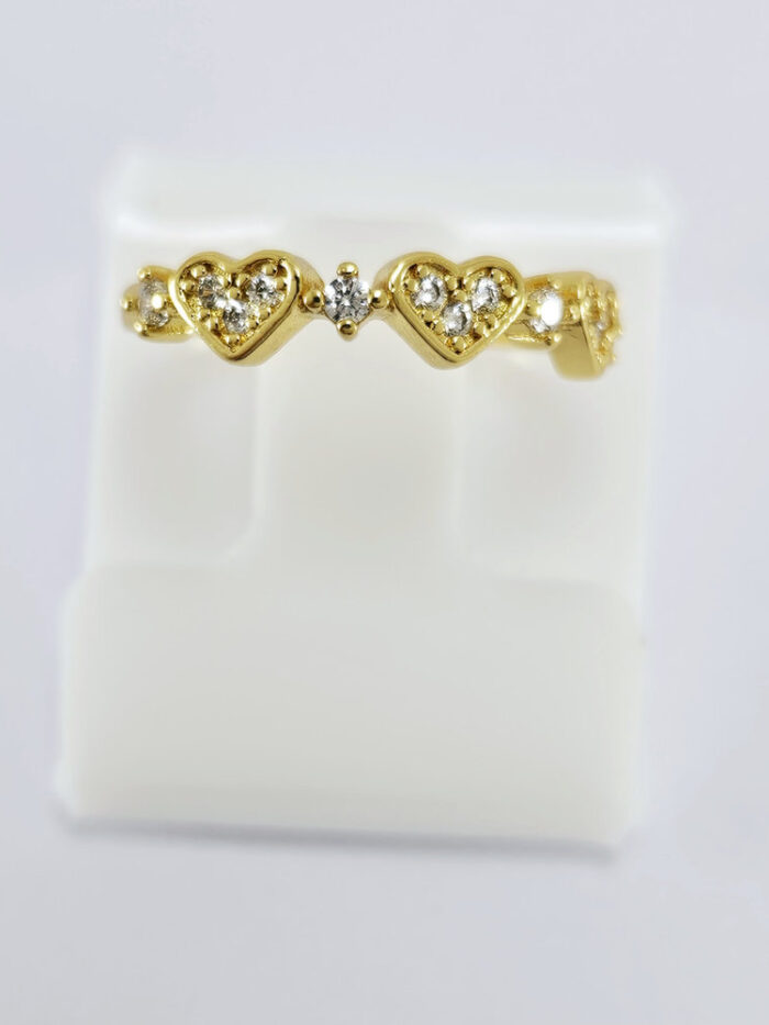 Anel detalhe coração e estrela cravejada