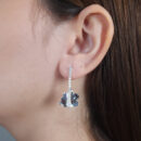 Brinco fio cristal detalhe estilo folha