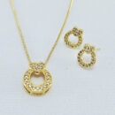 Conjunto circular coração cravejado