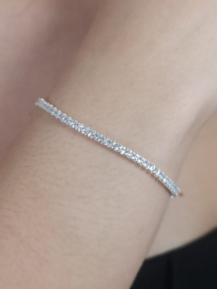 Pulseira riviera pedras cristal prateado