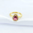 Anel modelo gota pedra cristal rosa pink