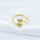 Anel coração duplo com pedrinha cristal