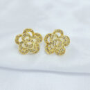 Brinco rosa cravejado detralhado vazado