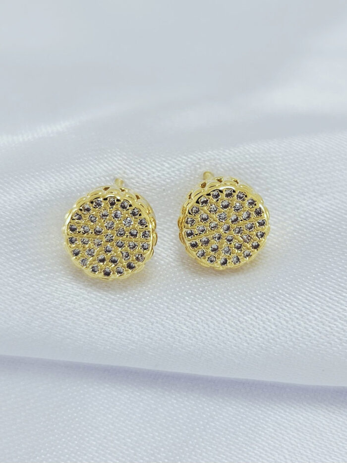 Brinco chuveirinho redondo cravejado