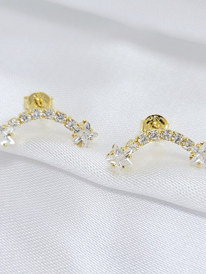 Brinco estrela detalhe cravejado