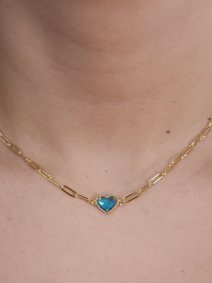 Gargantilha chocher elos cartier com coração