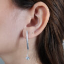 Brinco caninho com fio malha detalhe coração