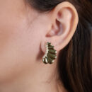 Brinco com gotas em leque e fio em strass cristal