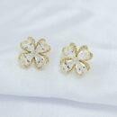 Brinco trevo pedra cristal