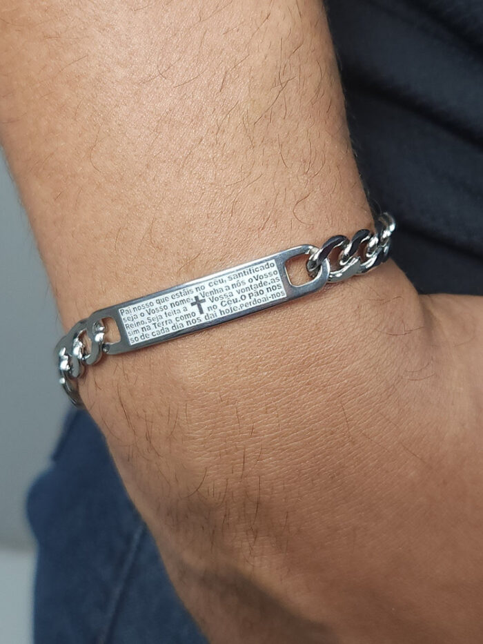Pulseira masculina grumet com pai nosso