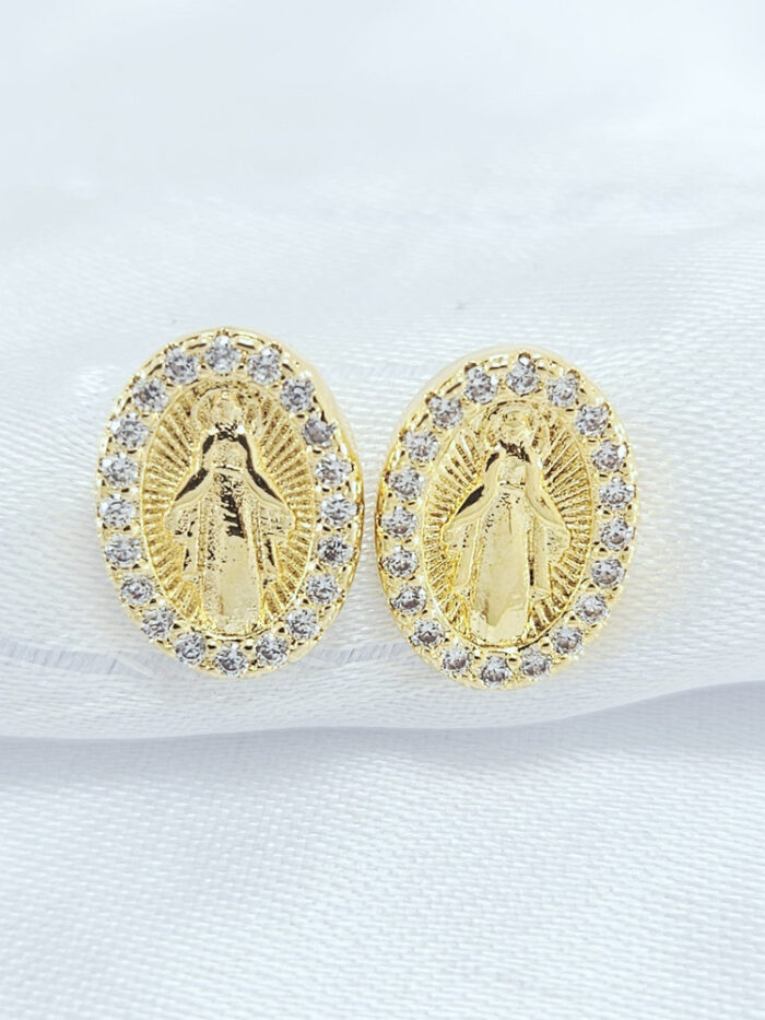 Brinco nossa senhora das graças borda cravejada