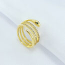 Anel três fios cravejado cobra olho verde