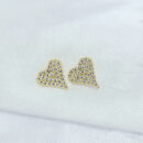 Brinco coração cravejado com zircôrnia