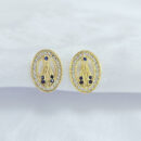 Brinco nossa senhora cravejado pedra azul