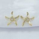 Brinco estrela detalhado com pedras cristais