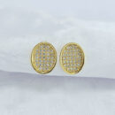 Brinco oval cravejado borda fio liso