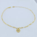 Tornozeleira elos vazados coração cravejado