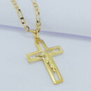 Cordão masculino pingente cruz vazada com Jesus Cristo