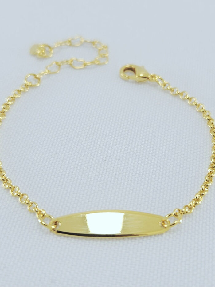 Pulseira infantil com plaquinha oval