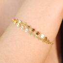 Pulseira elo cartier com bolas lisos e foscos dourada