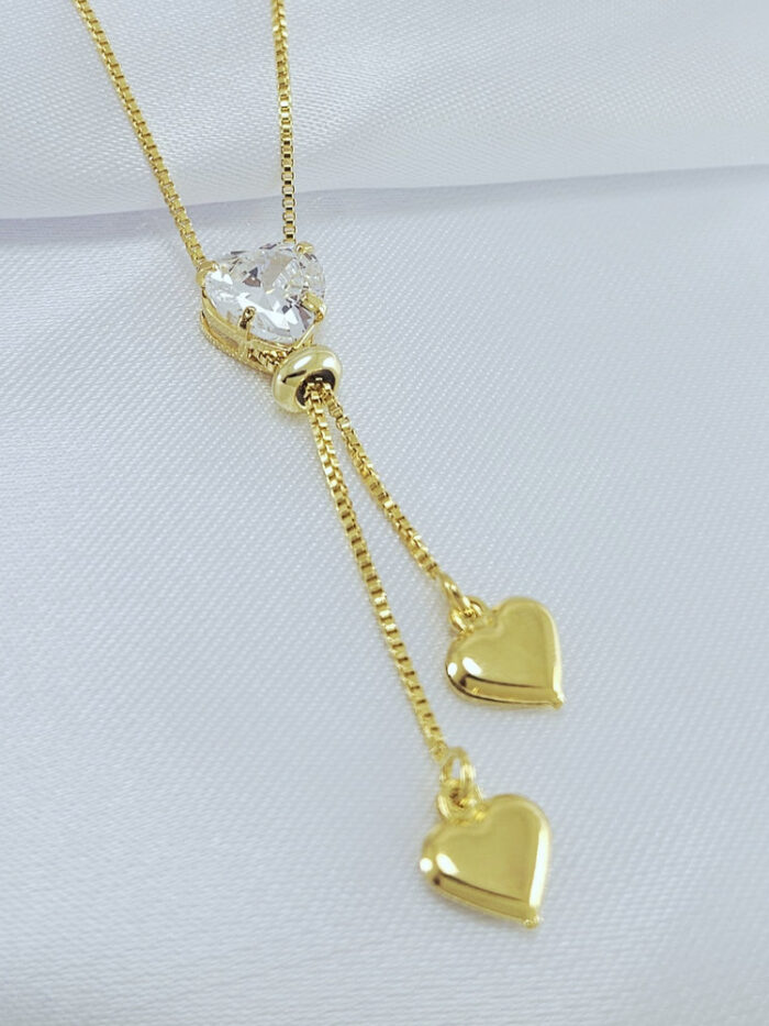 Gravatinha regulável com coração cristal