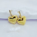 Brinco fio riviera com coração dourado