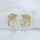 Brinco desing folha cravejado e gota