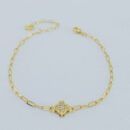 Pulseira com trevo cravejado