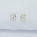 Brinco pedra redondo cristal base dourada