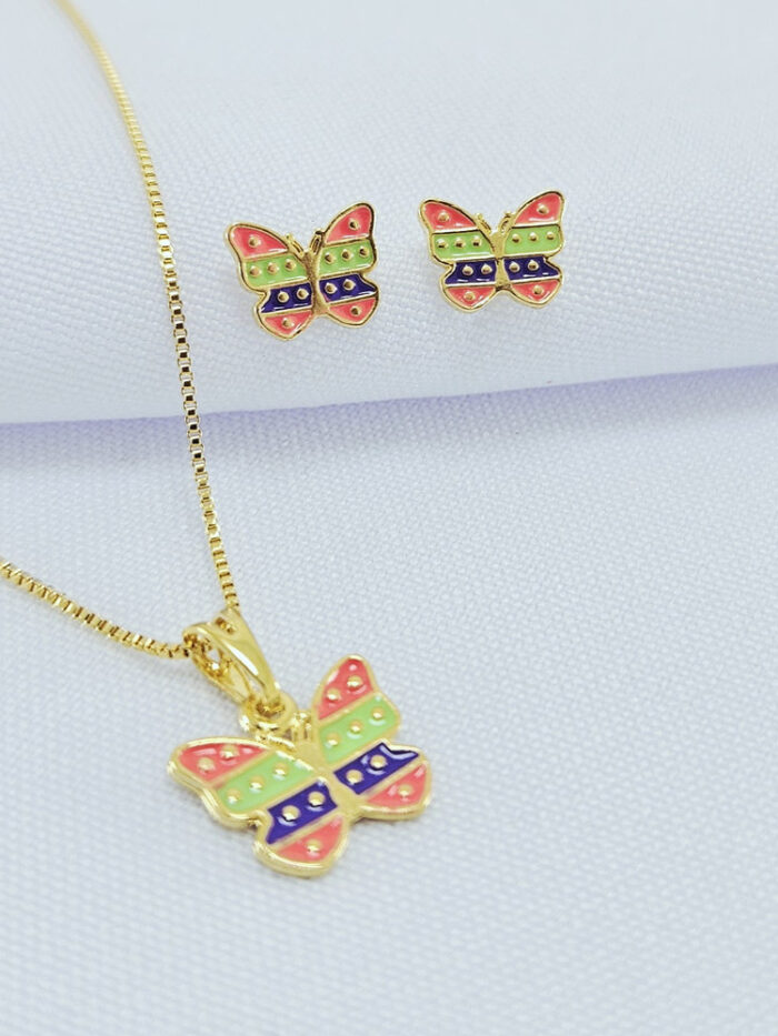 Conjunto infantil borboleta colorida